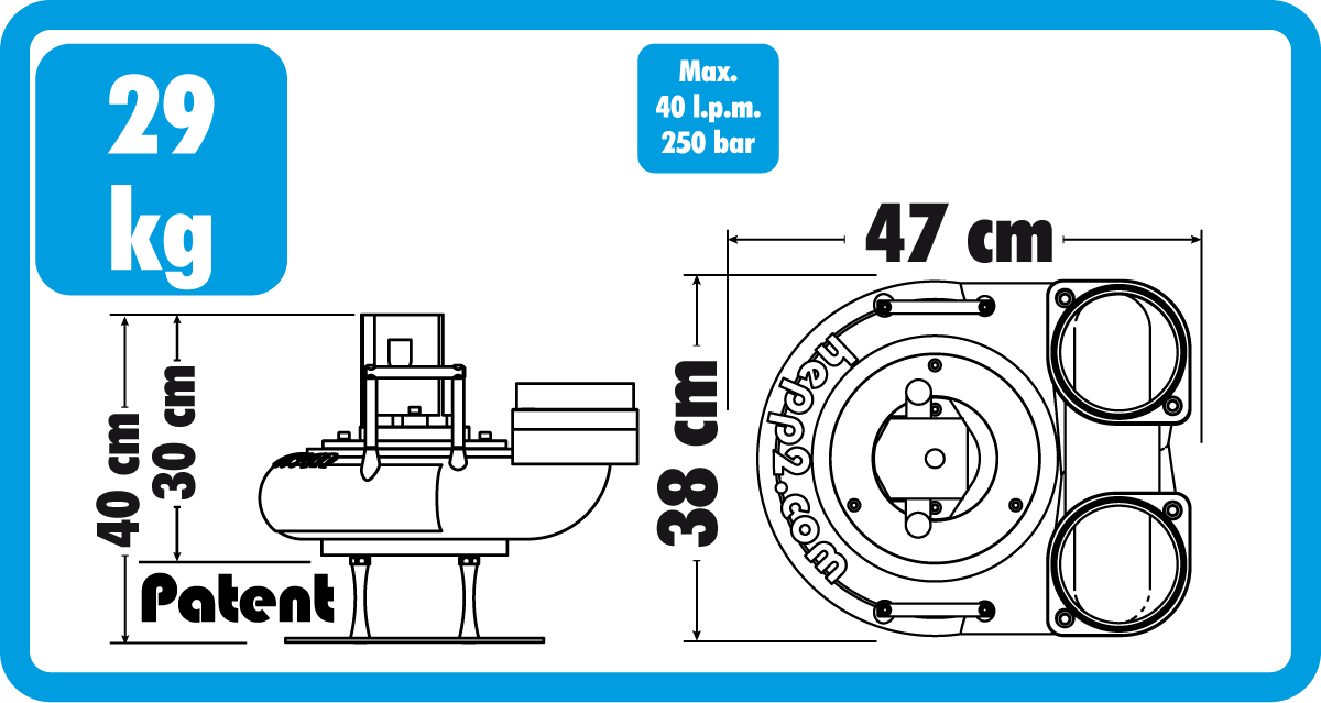 Abmaße und Gewicht Hepp2 5-Zoll-Dual-Tauchpumpe